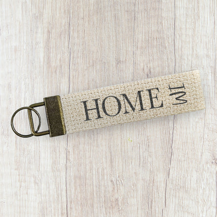 Home with State Abbreviation - Custom Canvas Key Fob