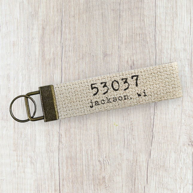 Zip Code w/ City, State - Custom Canvas Key Fob