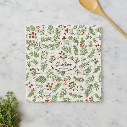Christmas Botanicals - Custom Waffle Weave Washcloth