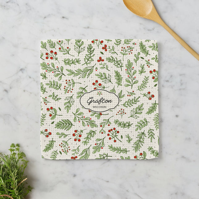 Christmas Botanicals - Custom Waffle Weave Washcloth