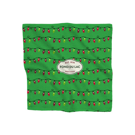 Christmas Lights - Custom Waffle Weave Washcloth