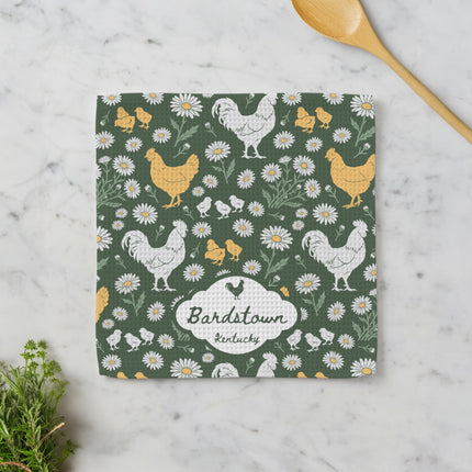 Chicken & Daisies - Custom Waffle Weave Towel
