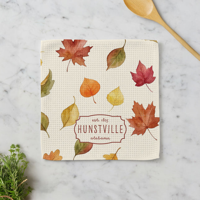 Autumn Leaves Watercolor - Custom Waffle Weave Washcloth