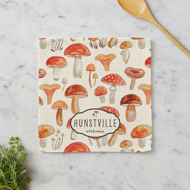 Watercolor Mushrooms - Custom Waffle Weave Washcloth