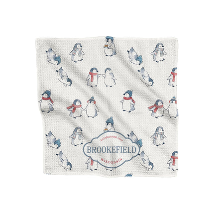 Winter Penguins - Custom Waffle Weave Washcloth