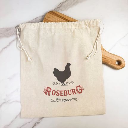 Chicken w/ City/State - Custom Cotton  Cinch Bag