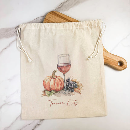Wine Setting - Custom Cotton Cinch Bag
