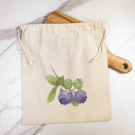 Blueberries - Cotton Cinch Bag