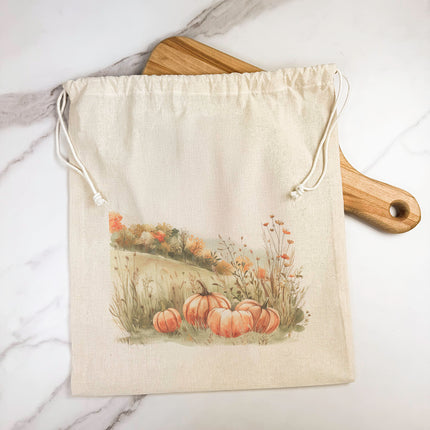 Pumpkin Landscape - Customizable Cotton Cinch Bag