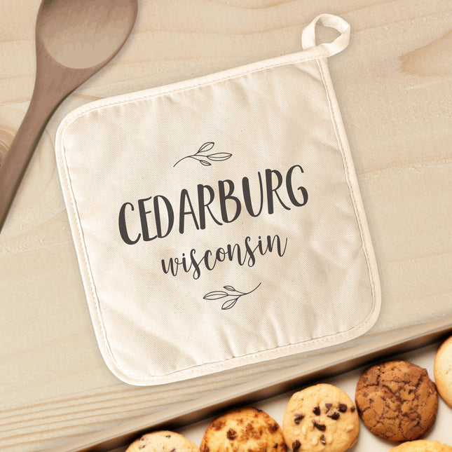 Leaf Framed City/State - Custom Cotton Pot Holder