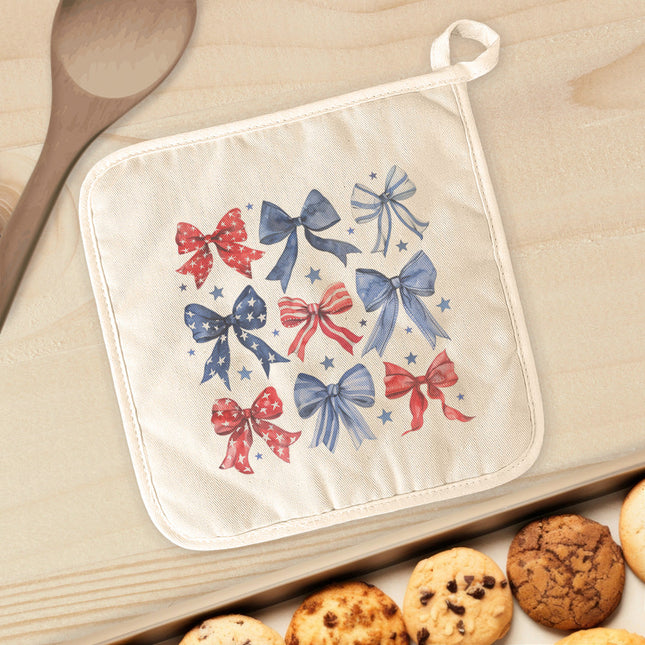 Red, White and Bows - Patriotic Cotton Pot Holder