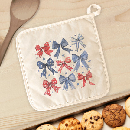 Red, White and Bows - Patriotic Cotton Pot Holder