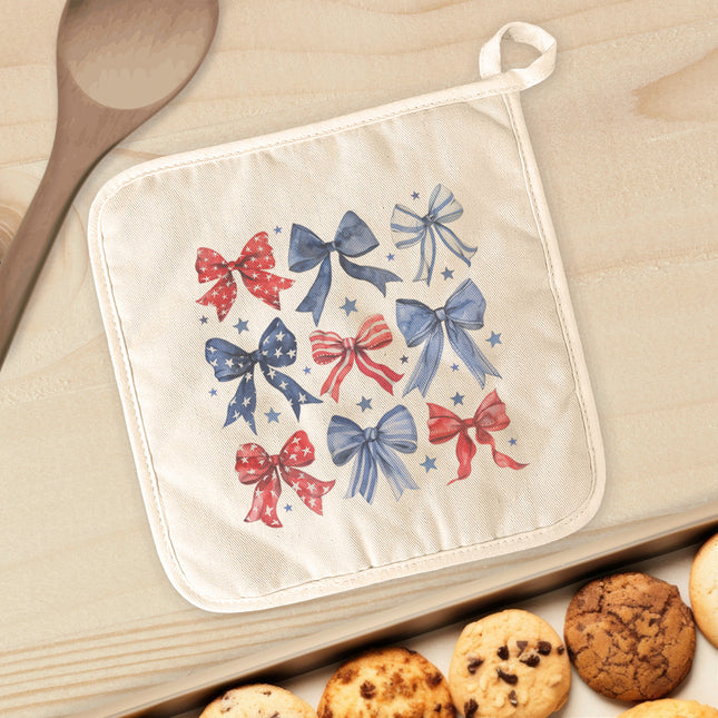 Red, White and Bows - Patriotic Cotton Pot Holder