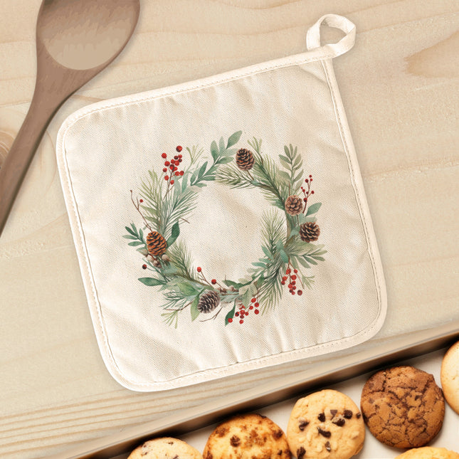 Winter Wreath - Customizable Christmas Cotton Pot Holder