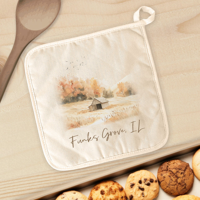 Fall Field Barn - Custom Cotton Pot Holder