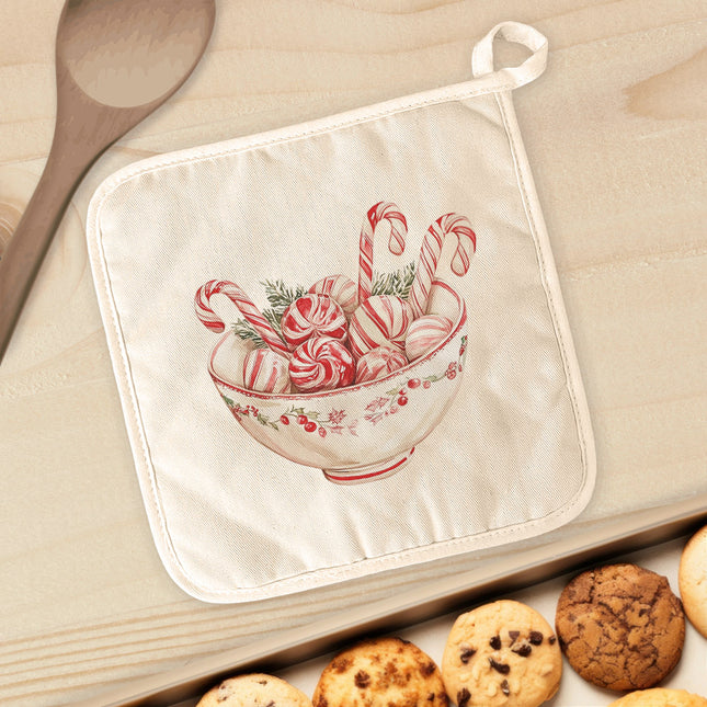 Candy Canes and Peppermints - Customizable Cotton Pot Holder