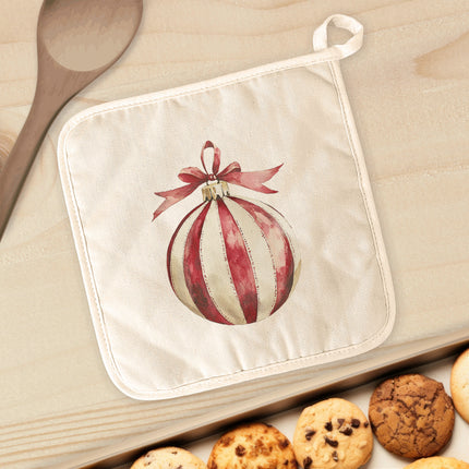 Red and White Stripe Ornament - Customizable Cotton Pot Holder