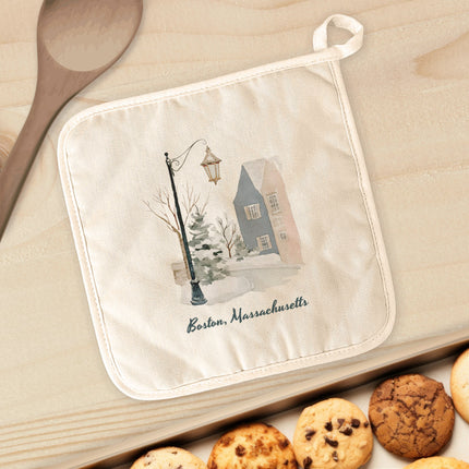 Snowy Town Row - Custom Cotton Pot Holder