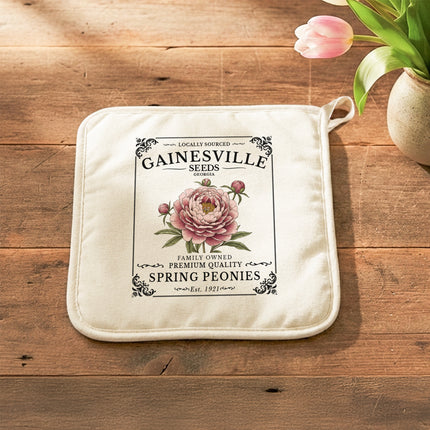 Spring Peonies Seed Packet - Custom Cotton Pot Holder