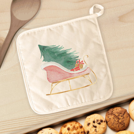 Christmas Sleigh - Customizable Cotton Pot Holder