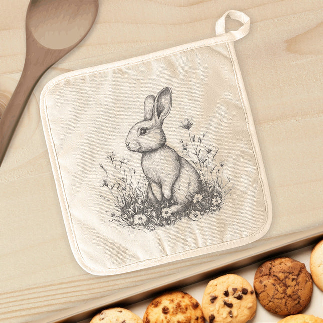 Black & White Bunny - Easter Cotton Pot Holder