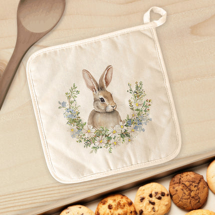 Daisy and Bunny Wreath - Easter Cotton Pot Holder