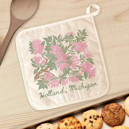 Pink Azaleas Linocut - Custom Cotton Pot Holder