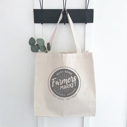 Farmers Market Eat Local w/ City, State - Custom Canvas Tote Bag