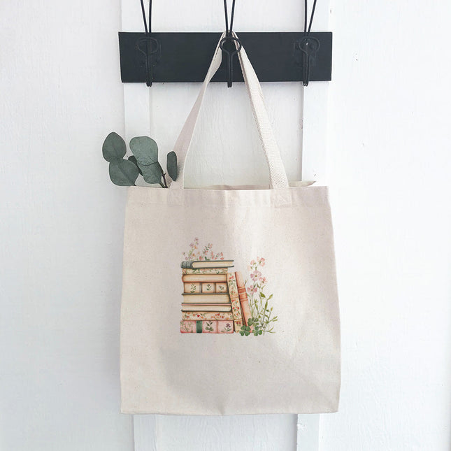 Spring Book Stack - Canvas Tote Bag