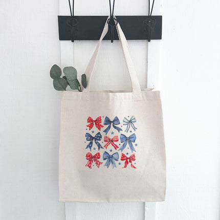 Red, White and Bows - Patriotic Canvas Tote Bag