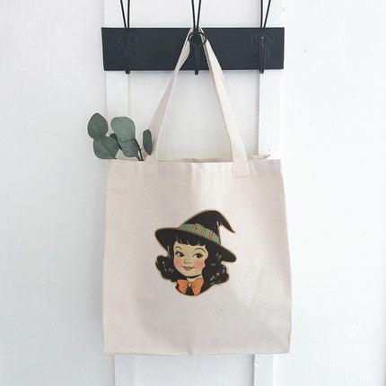 Retro Halloween Girl - Customizable Halloween Canvas Tote Bag