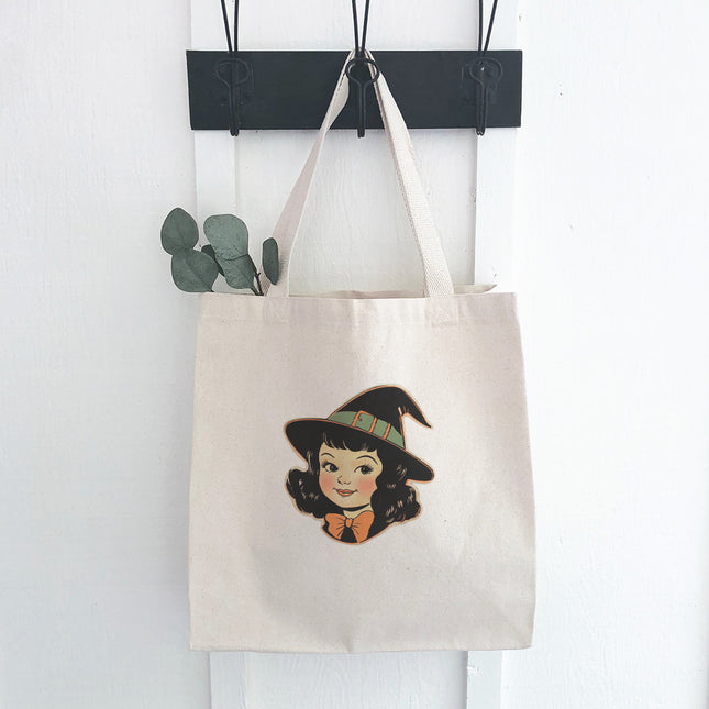 Retro Halloween Girl - Customizable Halloween Canvas Tote Bag