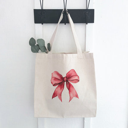 Red Gift Bow - Customizable Canvas Tote Bag