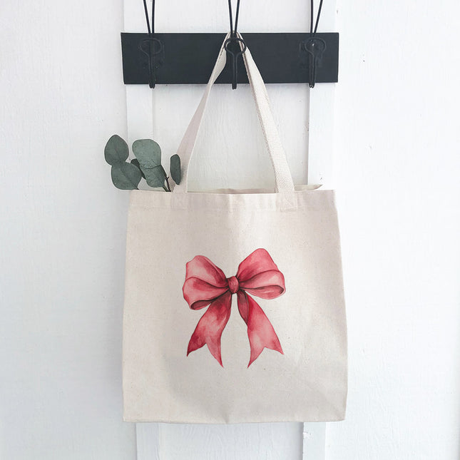 Red Gift Bow - Customizable Canvas Tote Bag