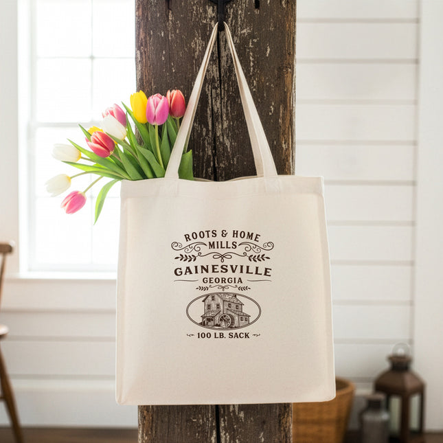Roots & Home Mills Flour Sack - Custom Canvas Tote Bag