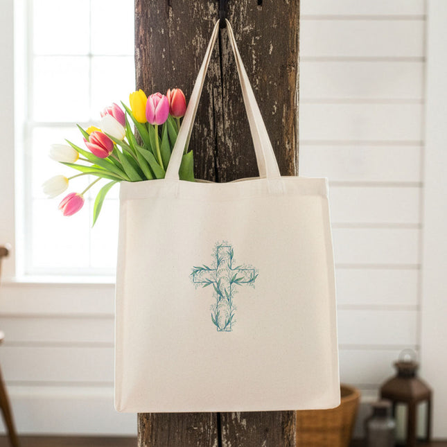 Spring Easter Cross - Canvas Tote Bag