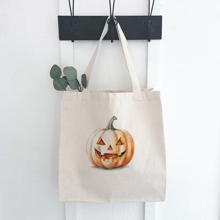 Watercolor Carved Pumpkin - Canvas Tote Bag