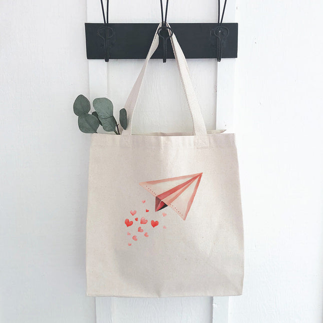 Paper Airplane - Valentine's Day Canvas Tote Bag
