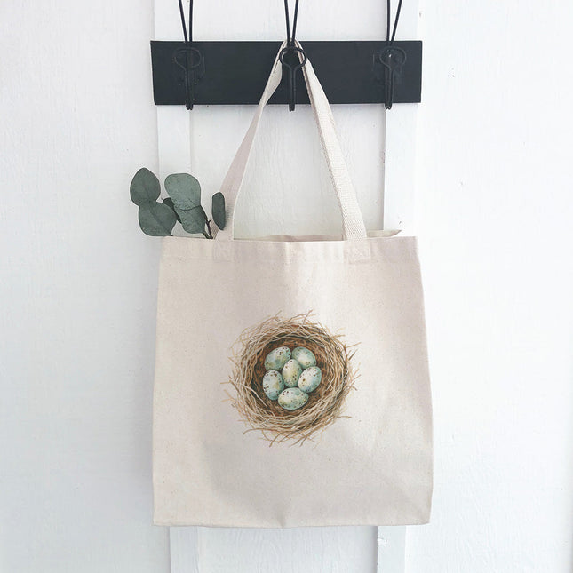 Watercolor Robins' Nest - Spring Canvas Tote Bag