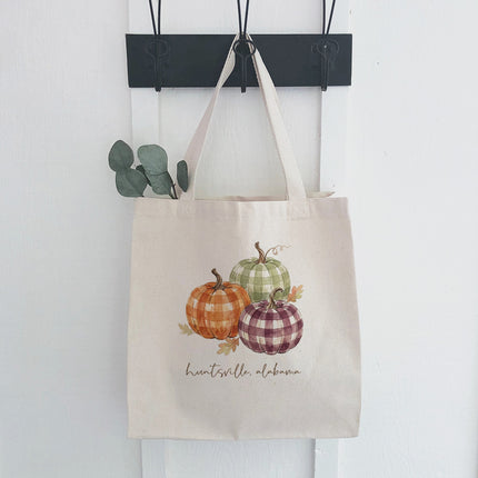 Plaid Pumpkins - Custom Canvas Tote Bag
