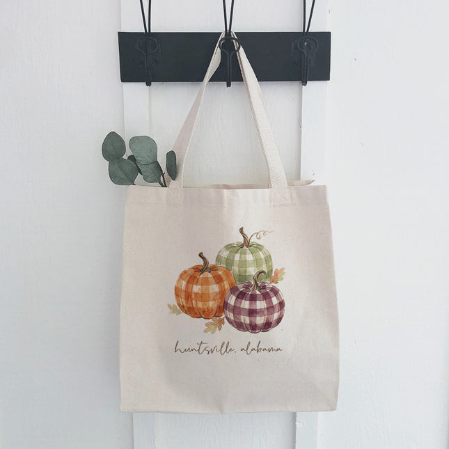 Plaid Pumpkins - Custom Canvas Tote Bag