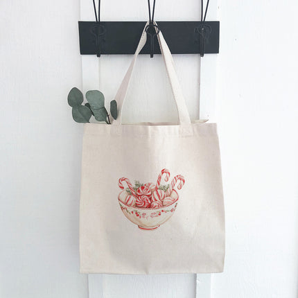 Candy Canes and Peppermints - Customizable Canvas Tote Bag
