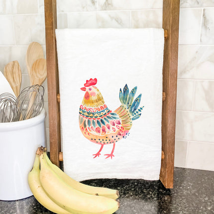 Folk-Art Chicken - Spring Cotton Tea Towel