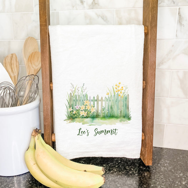 Daffodil Fence - Spring Custom Cotton Tea Towel
