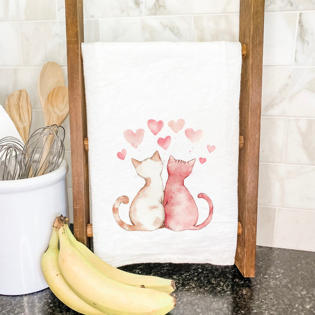 Valentine Cats - Valentine's Day Cotton Tea Towel