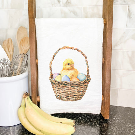Easter Basket Chick - Easter Cotton Tea Towel