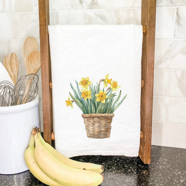 Basket of Daffodils - Spring Cotton Tea Towel
