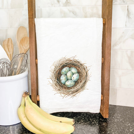 Watercolor Robins' Nest - Spring Cotton Tea Towel