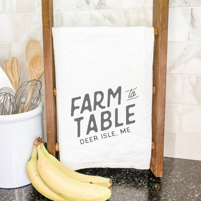 Farm to Table w/ City, State - Custom Cotton Tea Towel