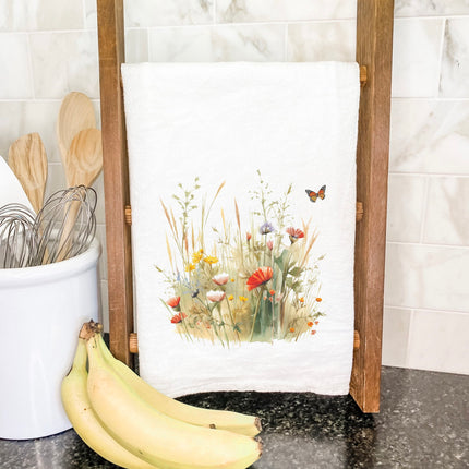 Watercolor Wildflower Grass - Cotton Tea Towel